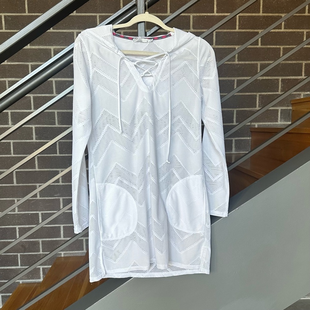Prana White Alexia Tunic Swim Coverup size small